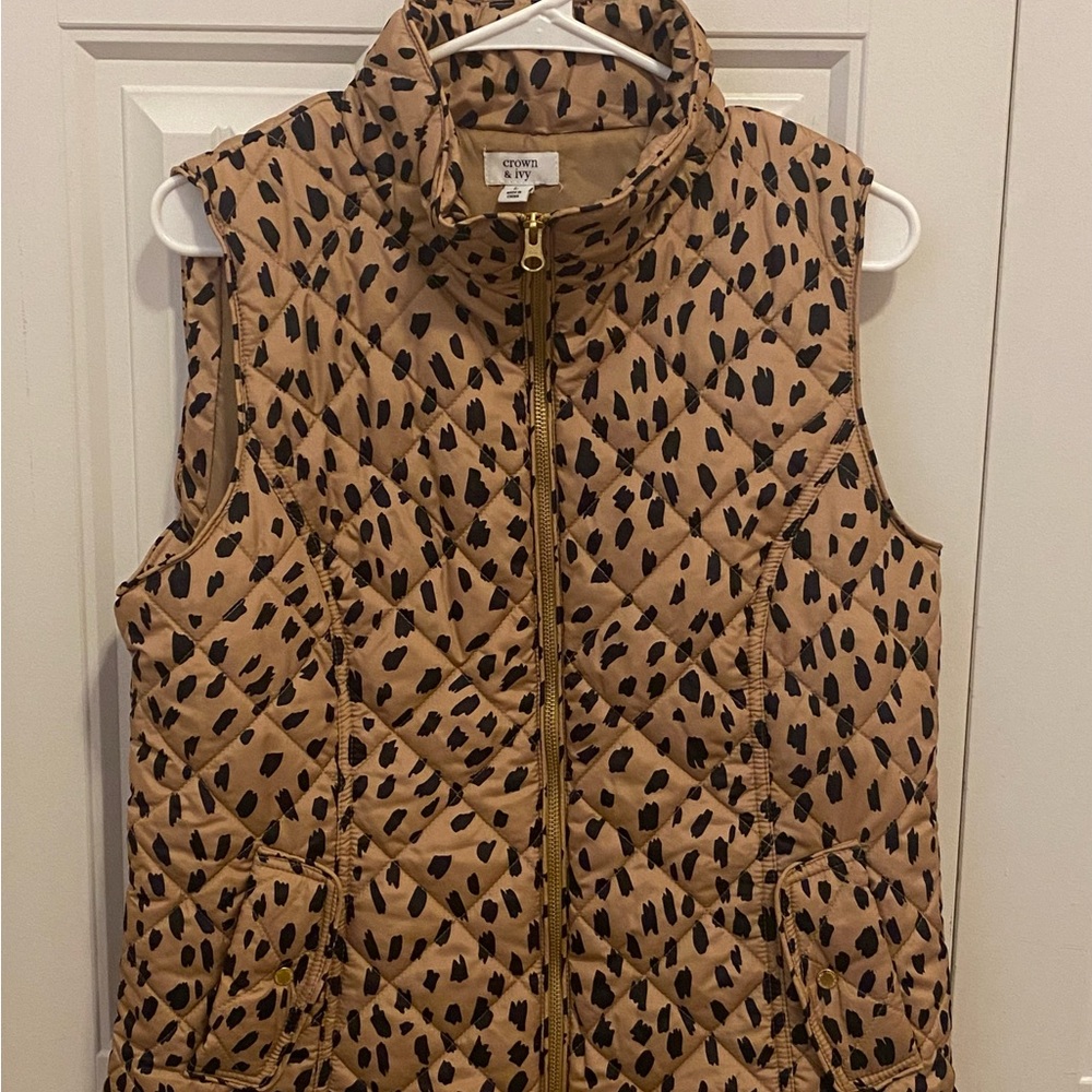 Crown & Ivy Tan and Black Leopard Print Vest